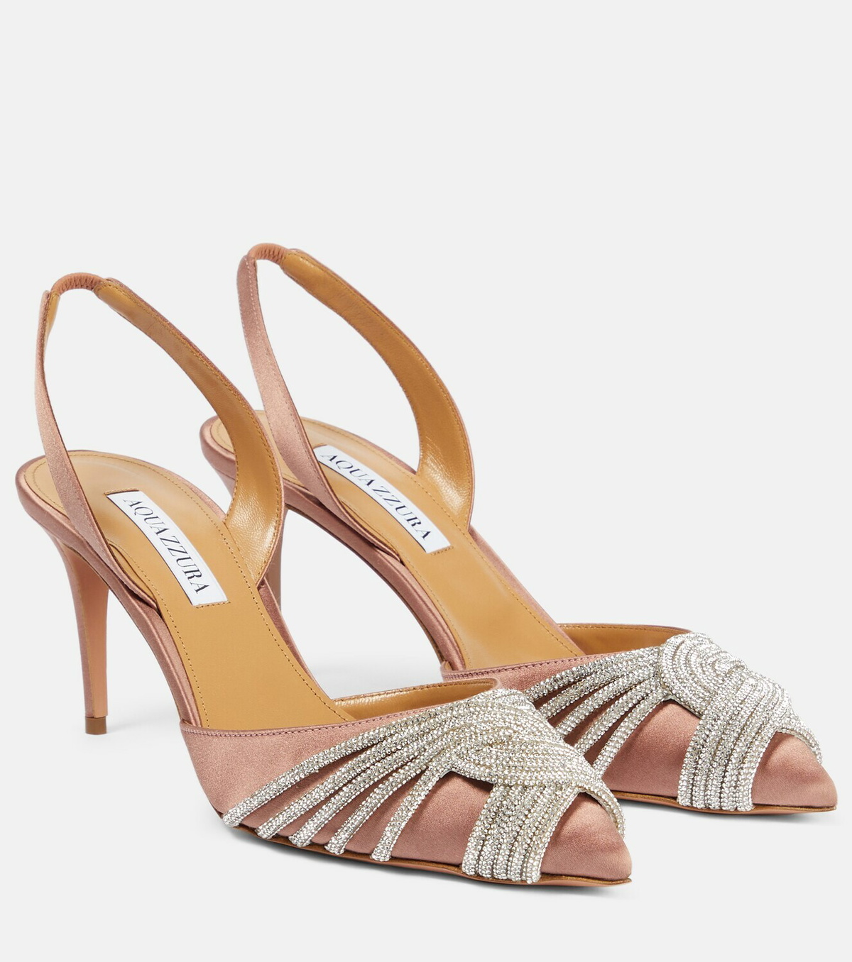 Aquazzura Gatsby embellished satin slingback pumps Aquazzura