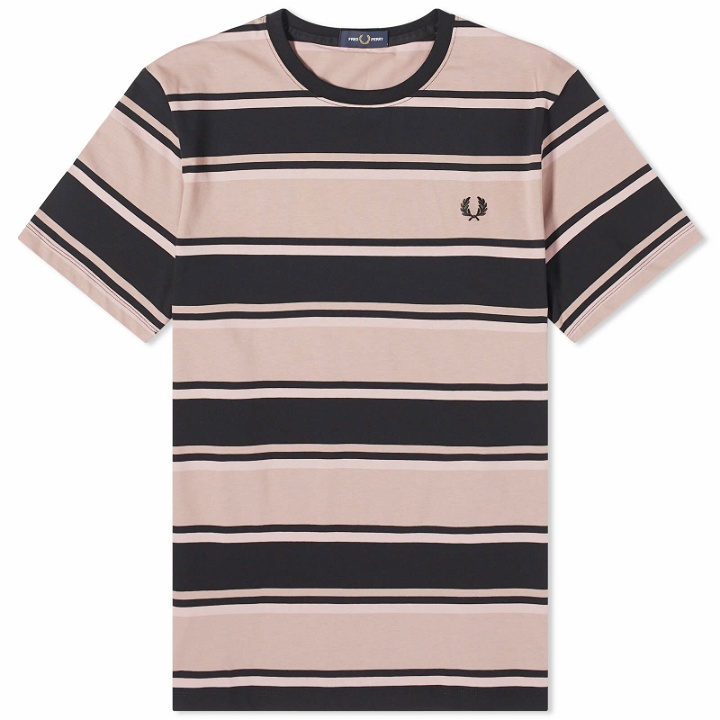Photo: Fred Perry Men's Bold Stripe T-Shirt in Dark Pink/Dust