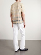 Burberry - Checked Cotton-Jersey T-Shirt - Neutrals
