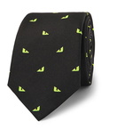 Fendi - 7cm Embroidered Silk-Blend Faille Tie - Black