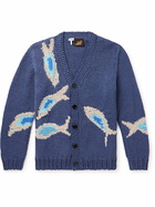 Loewe - Paula's Ibiza Intarsia-Knit Linen, Cotton and Wool-Blend Cardigan - Blue