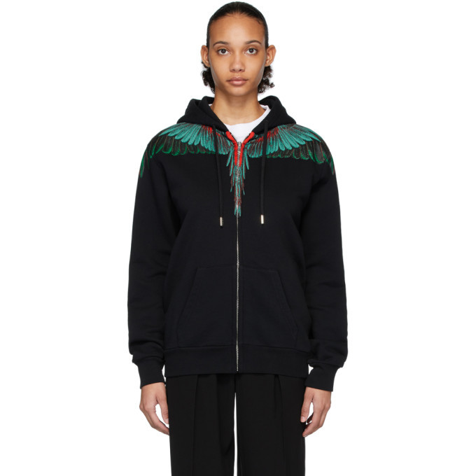 Photo: Marcelo Burlon County of Milan Black and Green Wings Zipped Hoodie