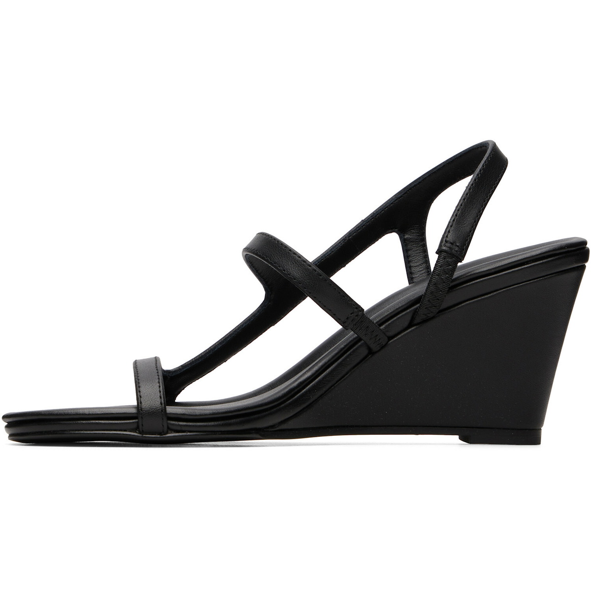 St. Agni Black High Wedge Heeled Sandals