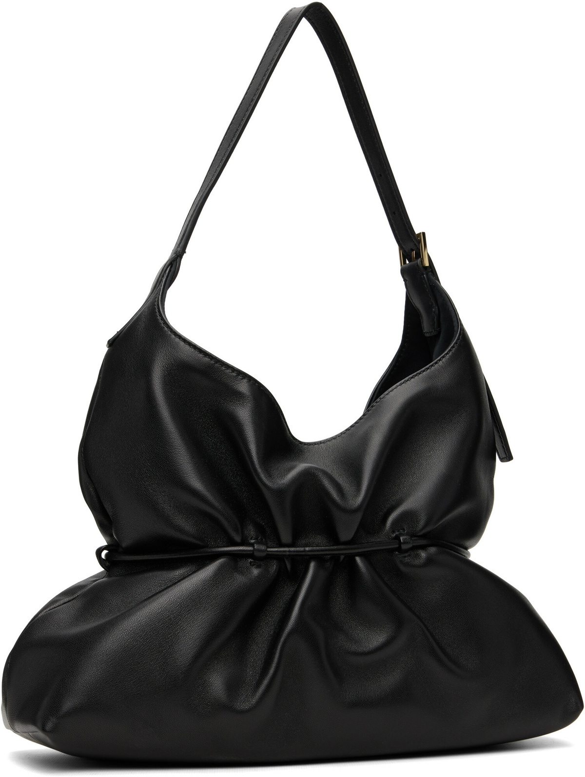 BALMAIN Black Sphynx Medium Smooth Leather Bag