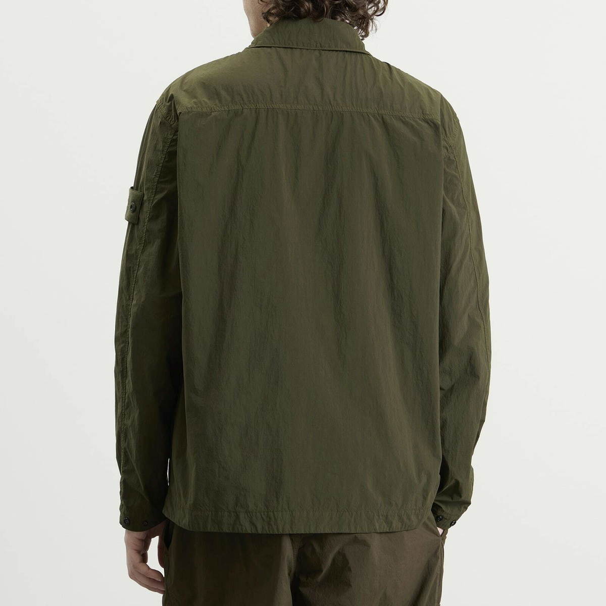Stone Island Men's Ghost Nylon Smerigliato Shirt Jacket in Military Green