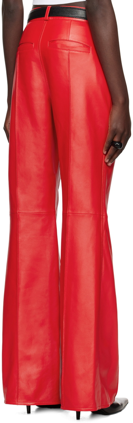 LU'U DAN Red Bells Bell Bottom Leather Pants