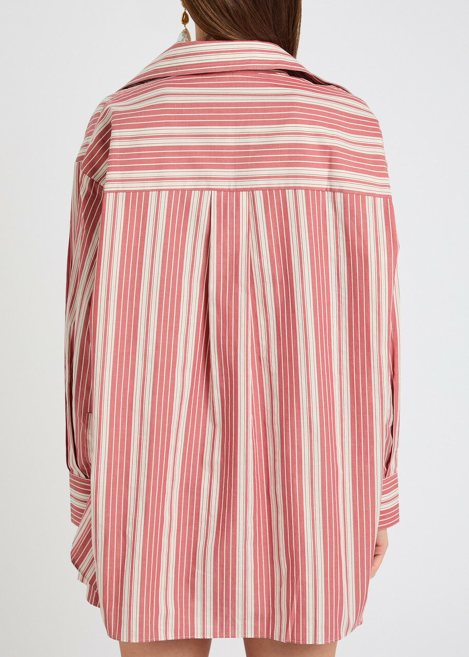 Faithfull The Brand Capri Striped Cotton-poplin Shirt Red And White