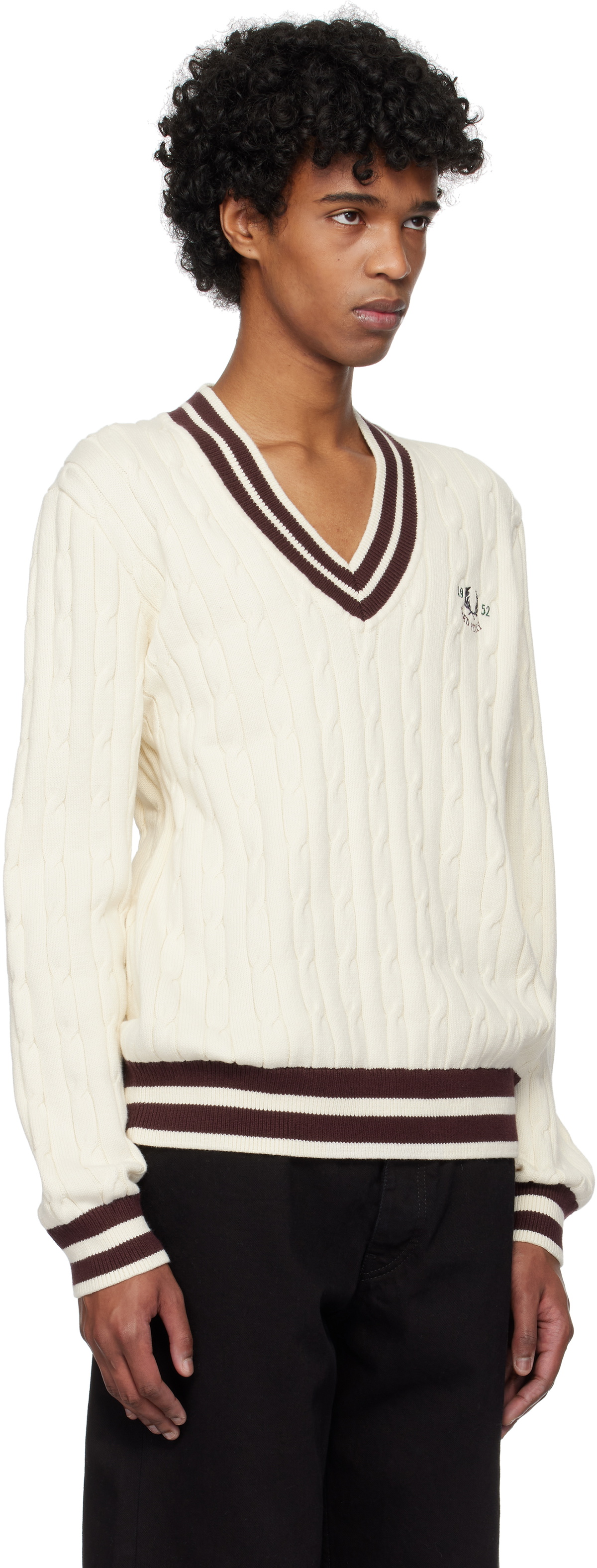 Fred Perry Off-White Cable Knit Tennis Sweater
