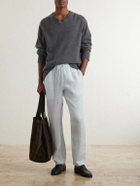 James Perse - Straight-Leg Garment-Dyed Linen Drawstring Trousers - Blue