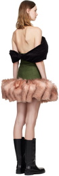 LAURA ANDRASCHKO Green & Pink Bow Loden Minidress