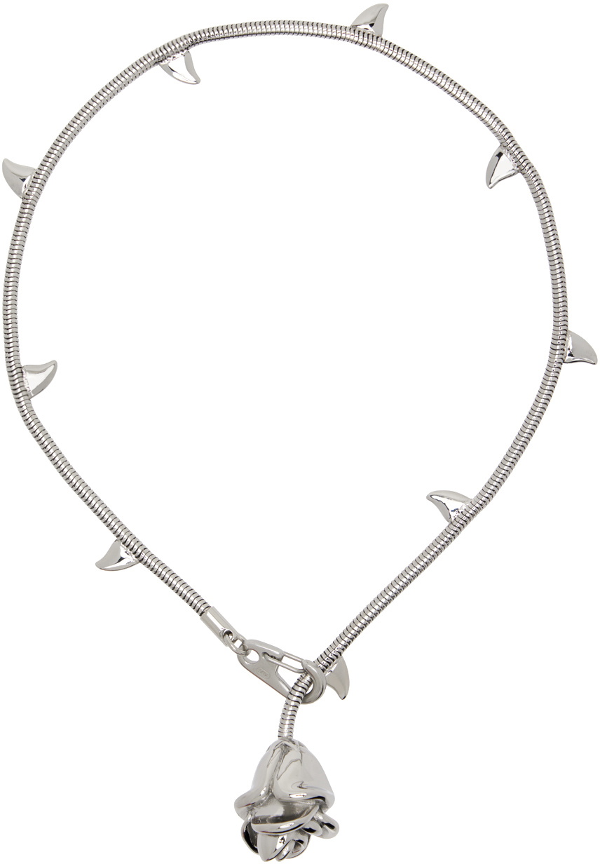 Marland Backus Silver Rosebud Necklace