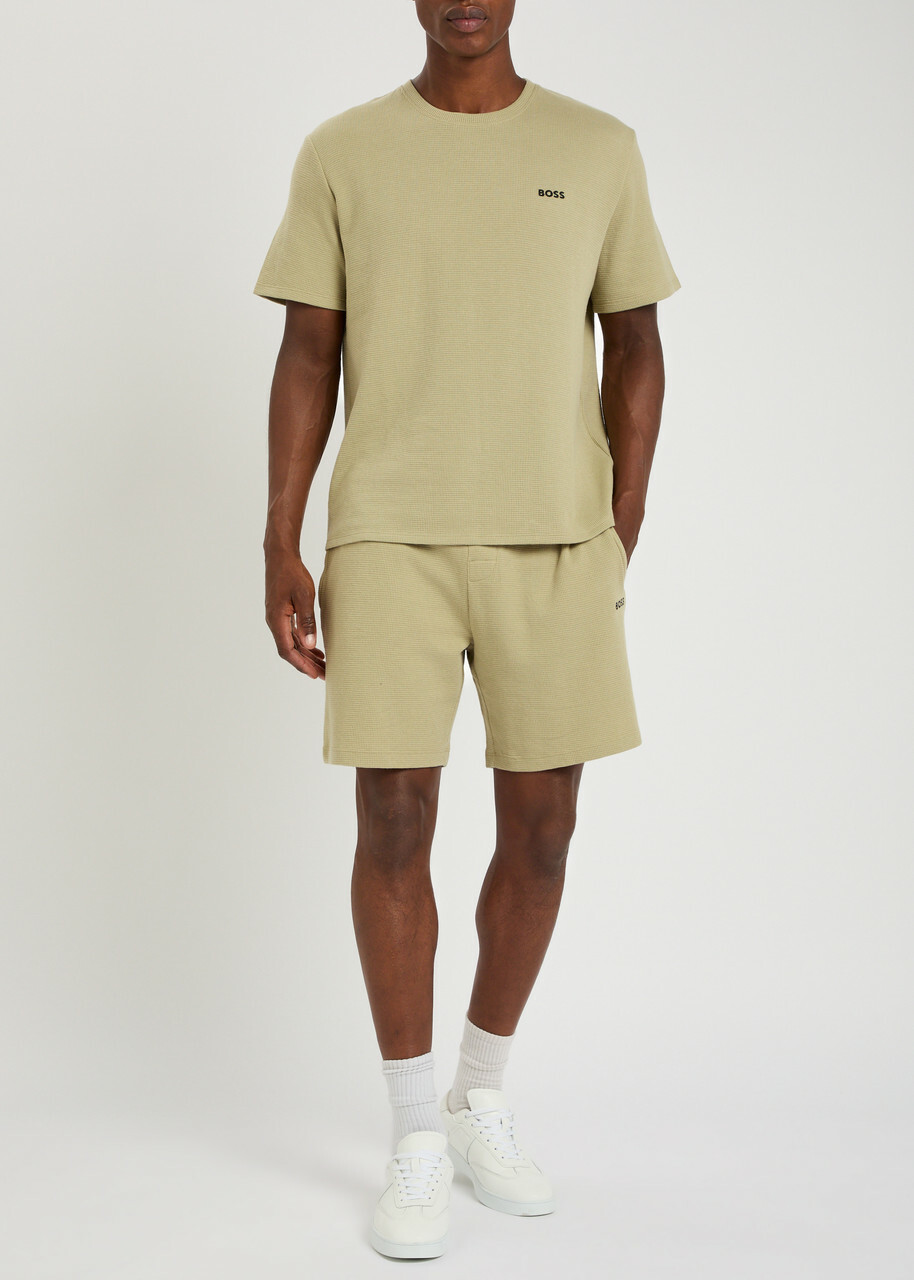 Boss Logo-embroidered Waffle T-shirt Green