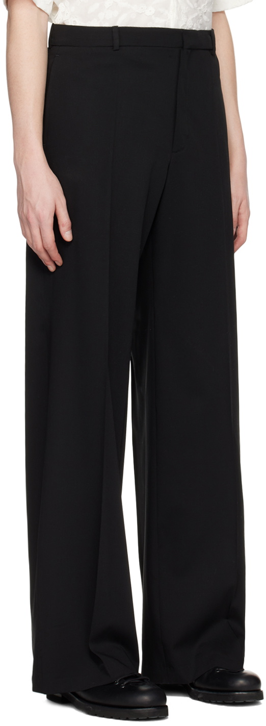 Otto black front-side round pockets & back-side jetted pockets cotton  trousers