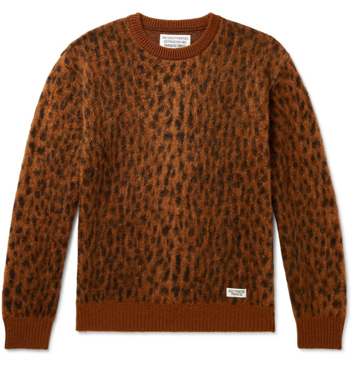 Photo: Wacko Maria - Leopard Jacquard-Knit Sweater - Brown