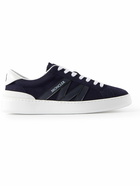 Moncler - Monaco M Leather-Trimmed Suede Sneakers - Blue