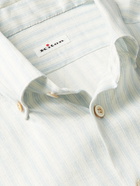 Kiton - Slim-Fit Button-Down Collar Striped Linen-Blend Shirt - Blue