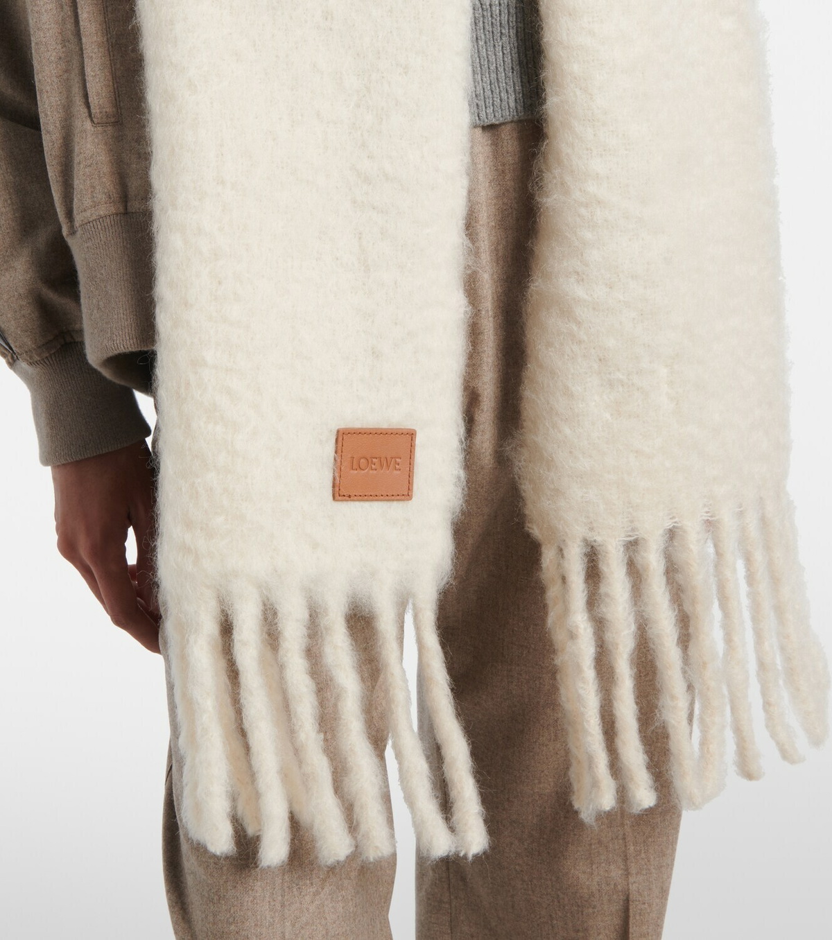 Loewe Fringed mohair and wool-blend scarf