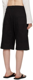 TheOpen Product Black Pleated Denim Shorts