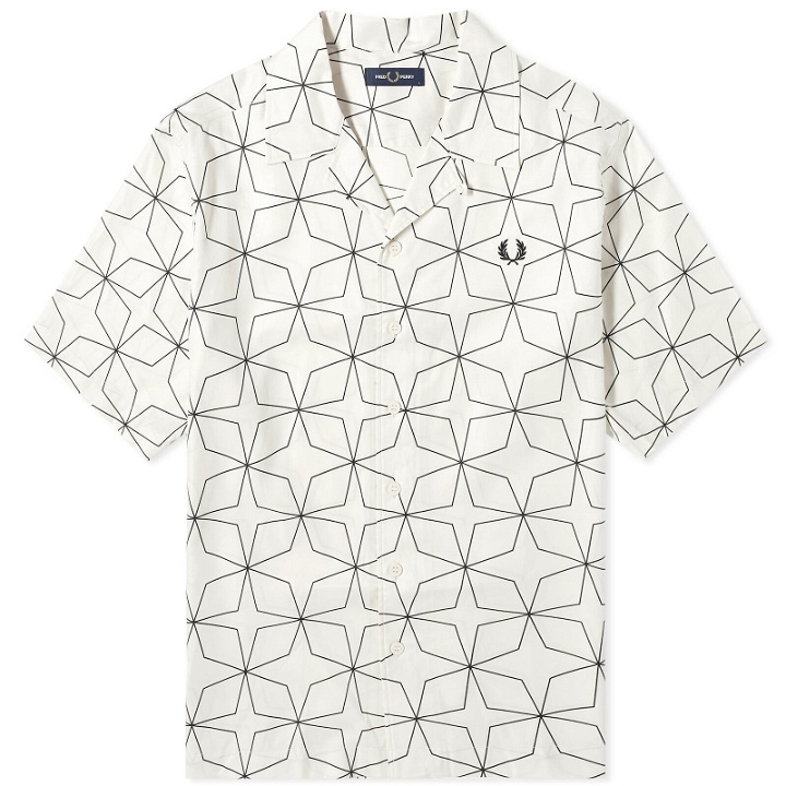 Photo: Fred Perry Men's Geometric Short Sleeve Vacation Shirt in Ecru