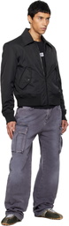 Balmain Black Big Stamp Bomber Jacket