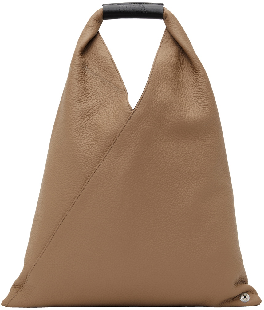 MM6 Maison Margiela Beige Small Leather Triangle Tote MM6 Maison