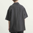 Willy Chavarria Men's Camp Collar Pinstripe Shirt in Black/White Stripe