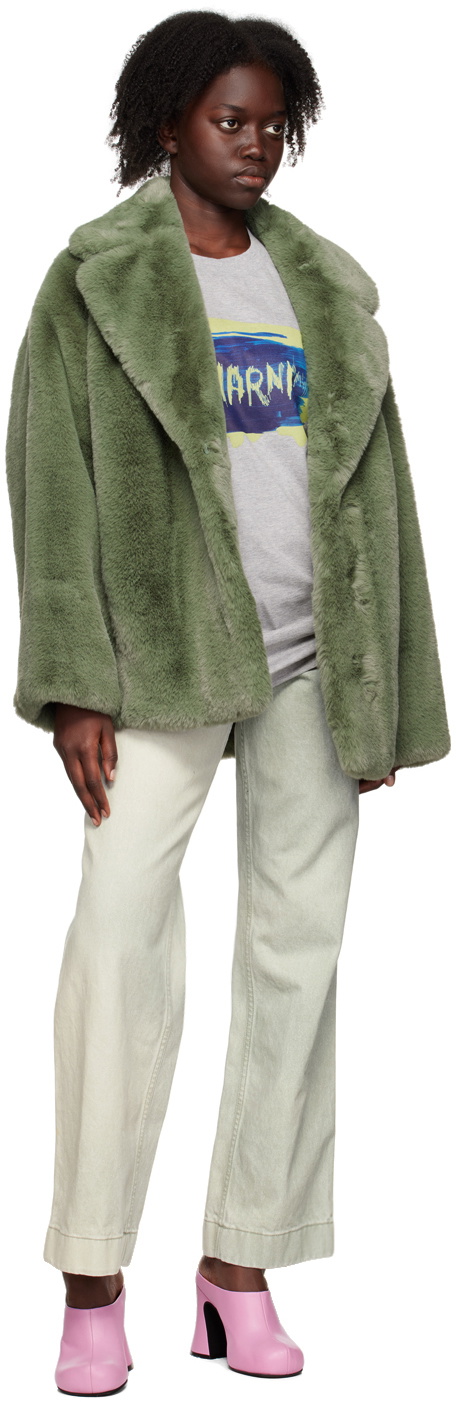 Zara green 2024 fur jacket