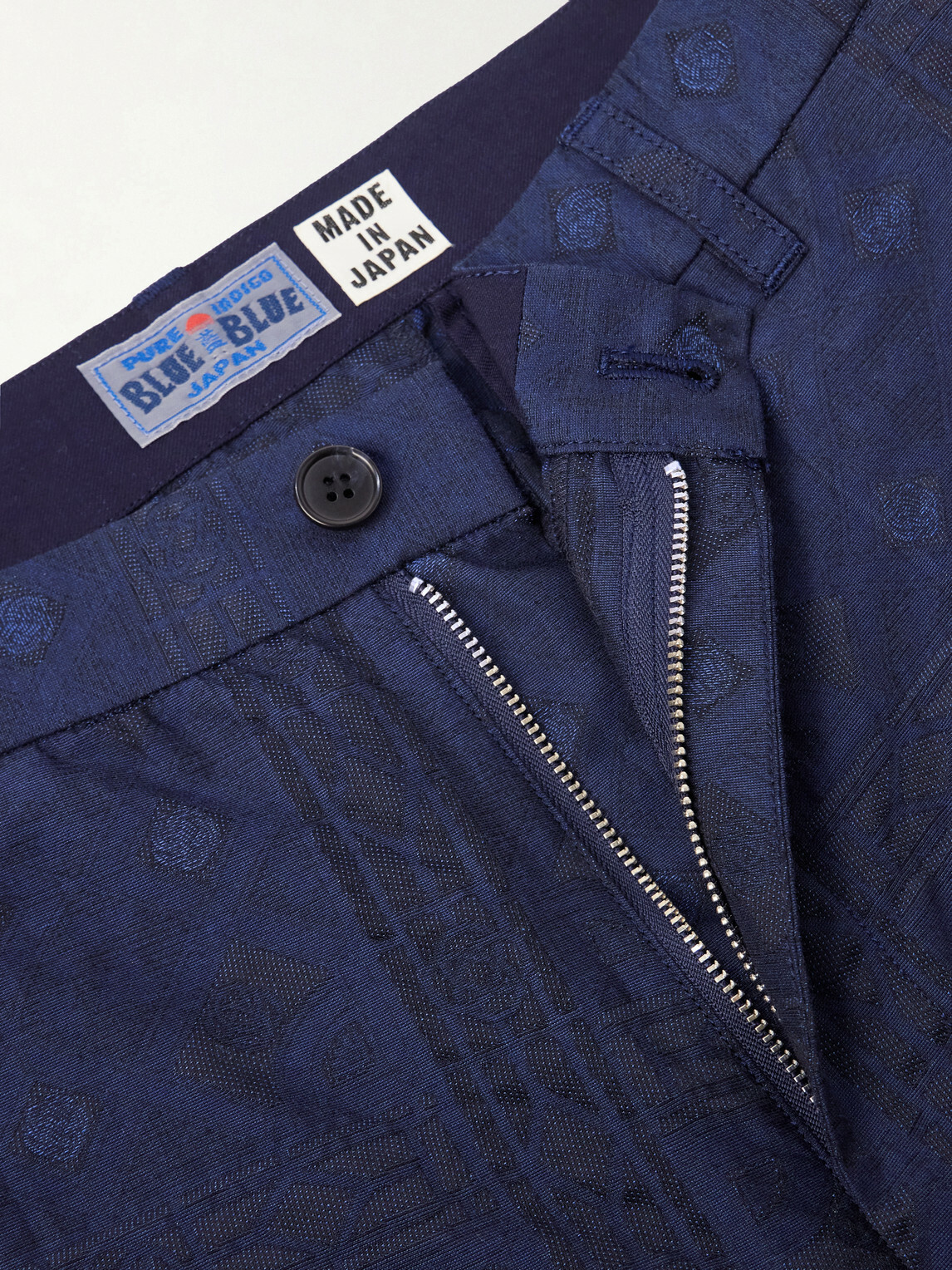 Blue Blue Japan - Straight-Leg Cotton-Blend Jacquard Trousers - Blue