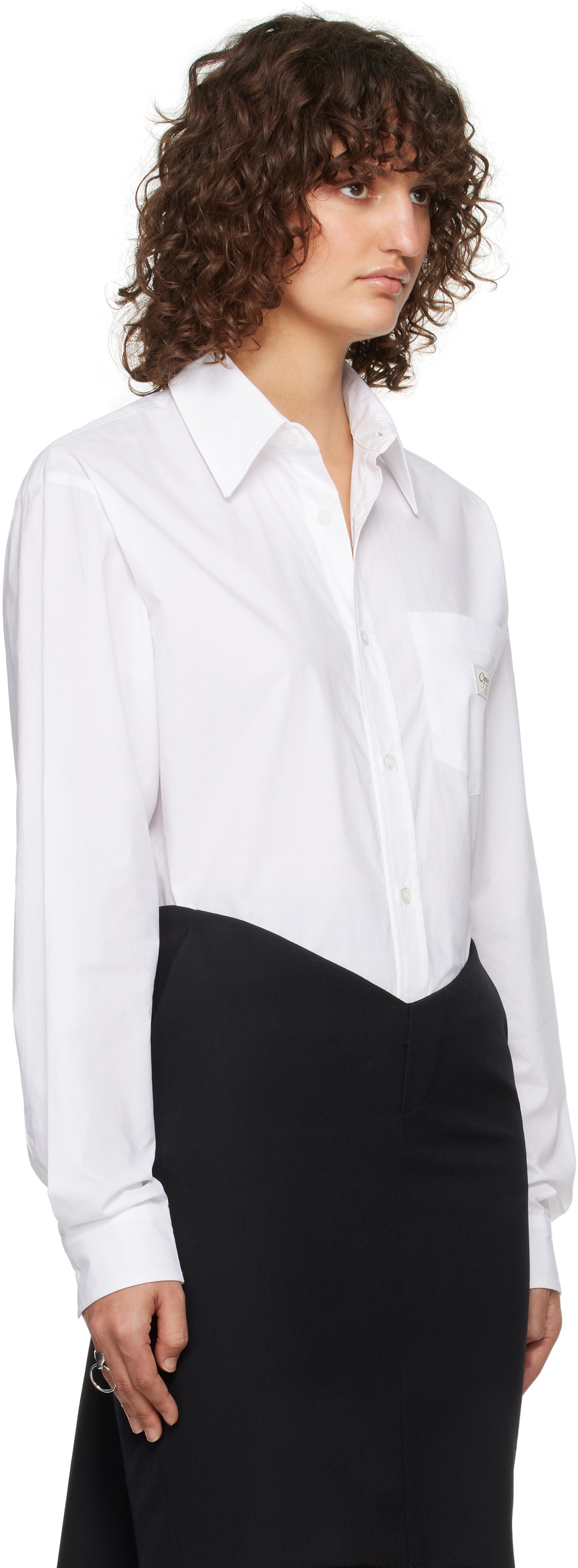 Coperni White Cotton Poplin Shirt Bodysuit