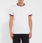 Moncler - Logo Webbing-Trimmed Stretch-Cotton Jersey T-Shirt - White