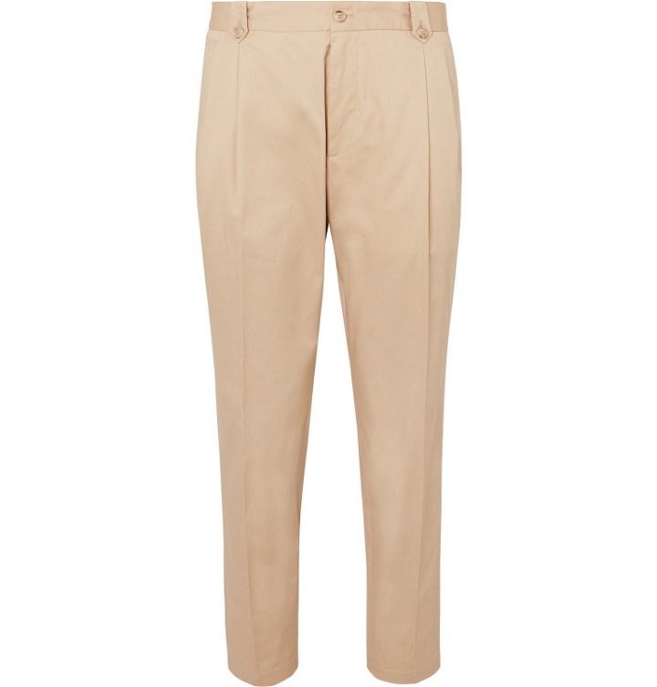 Photo: Dolce & Gabbana - Tapered Pleated Cotton-Blend Twill Chinos - Neutrals