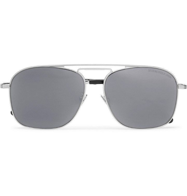 Photo: Cutler and Gross - Aviator-Style Stainless Steel Sunglasses - Silver