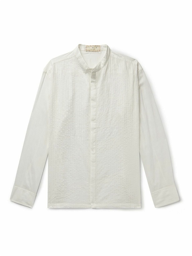 Photo: SMR Days - Gracioneta Grandad-Collar Pintucked Cotton-Voile Shirt - White