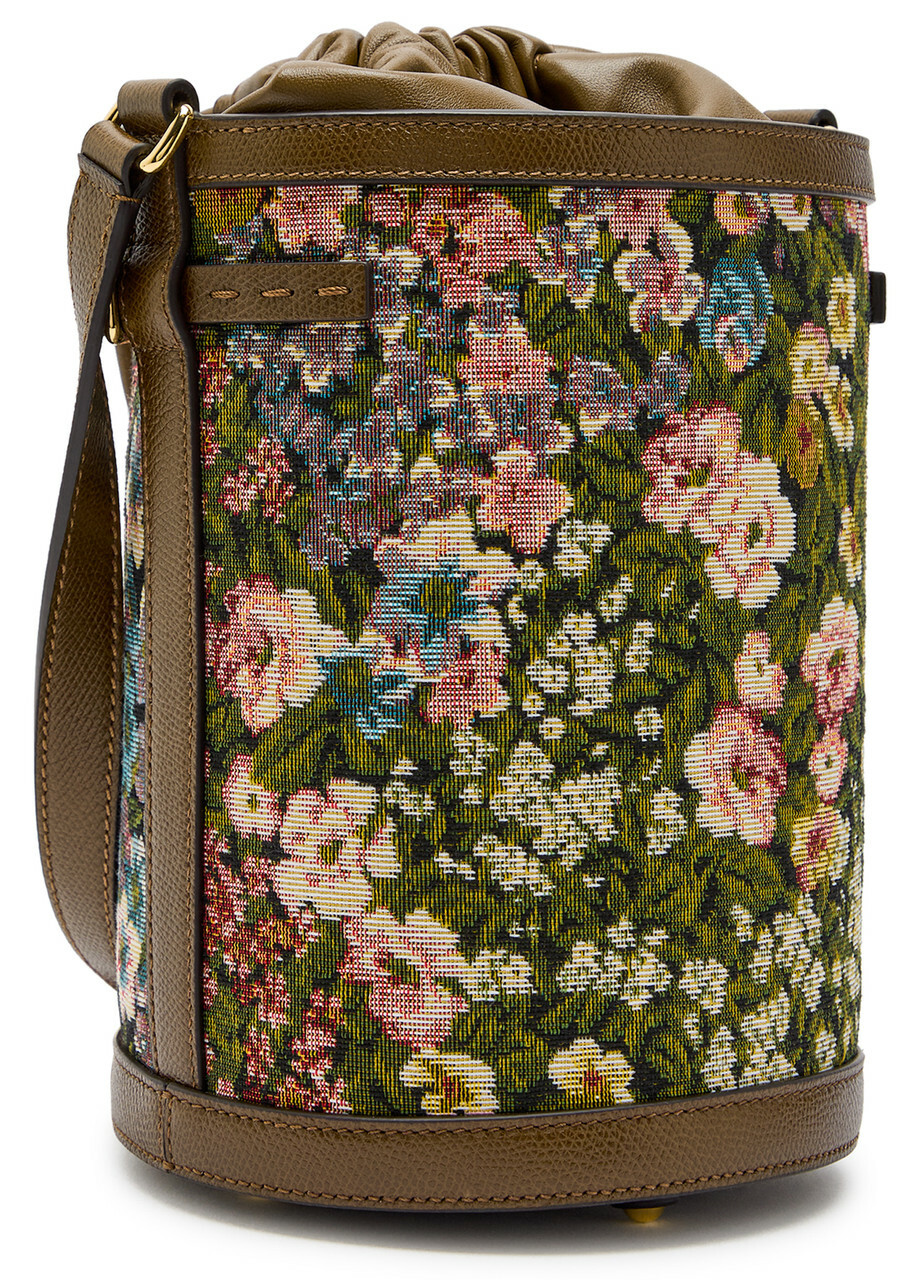 Valentino Garavani Floral-jacquard Leather Bucket bag - Multicoloured - One Size