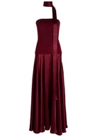 Esse Studios Illi Scarf-effect Silk and Stretch-knit Maxi Dress Burgundy