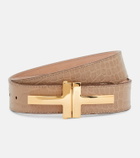 Tom Ford - Double T croc-effect leather belt