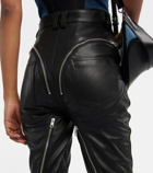 Mugler - Zipped high-waisted leather pants