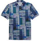 Brioni - Patchwork-Effect Cotton-Piqué Polo Shirt - Men - Blue
