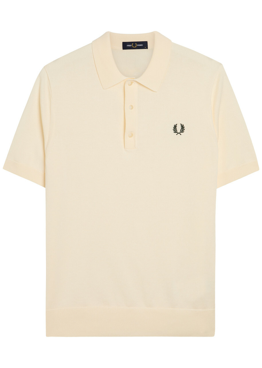 Fred Perry Logo-embroidered Fine Cotton-knit Polo Shirt Ecru
