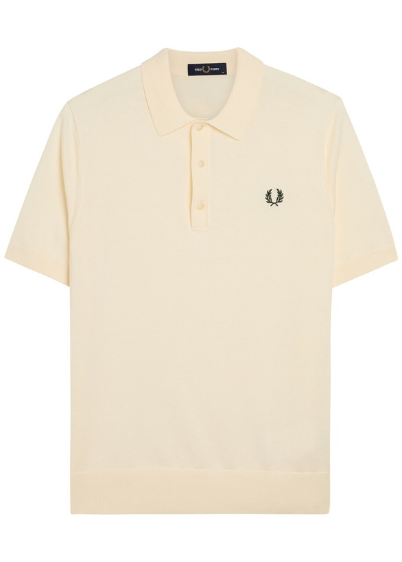 Photo: Fred Perry Logo-embroidered Fine Cotton-knit Polo Shirt Ecru