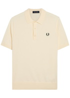 Fred Perry Logo-embroidered Fine Cotton-knit Polo Shirt Ecru