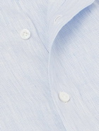 Rubinacci - Grandad-Collar Striped Linen Shirt - Blue
