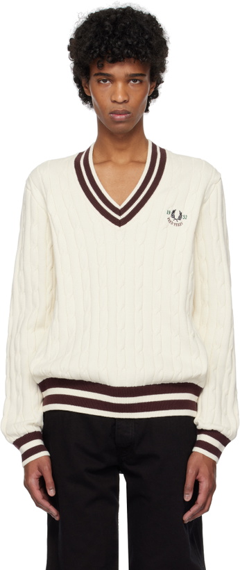 Photo: Fred Perry Off-White Cable Knit Tennis Sweater
