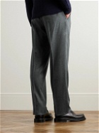 Purdey - Tapered Pleated Wool-Flannel Trousers - Gray