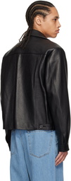 WOOYOUNGMI Black Deer Leather Jacket