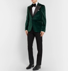 SALLE PRIVÉE - Green Ander Slim-Fit Satin-Trimmed Cotton-Velvet Tuxedo Jacket - Green