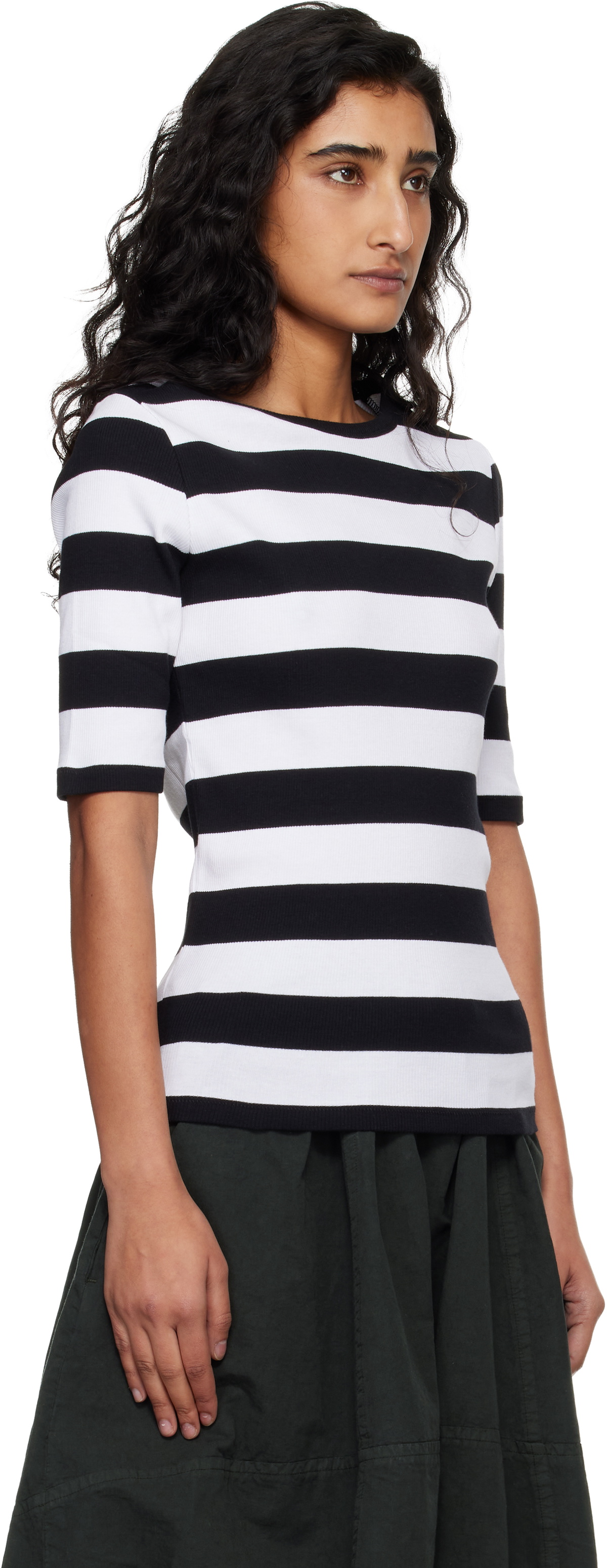 YMC White & Black Striped T-shirt