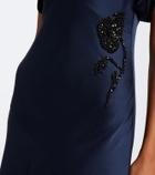 Erdem Draped embellished satin cady gown