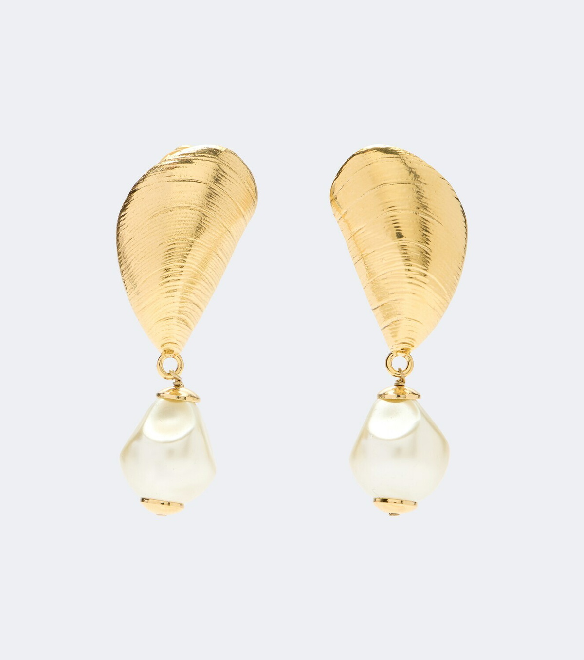 Oscar de la Renta Mussel embellished clip-on drop earrings