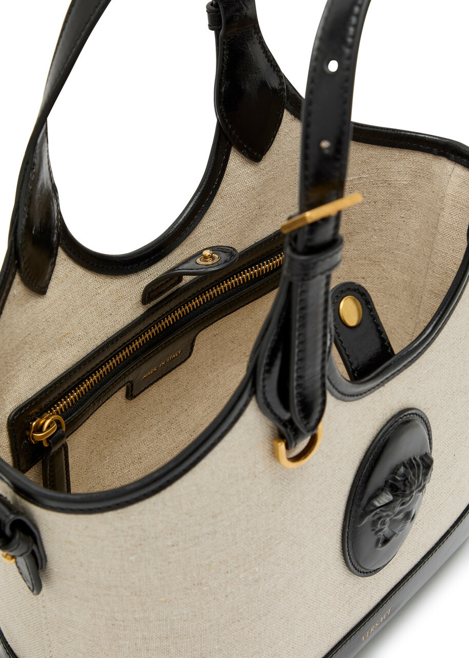 Versace Small Leather and Canvas Tote bag - Black - One Size